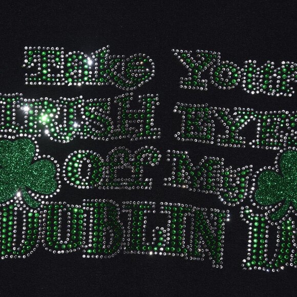 St. Patrick's rhinestone black long sleeve shirt XS S M L XL XXL 1X 2X 3… - Picture 2 of 7